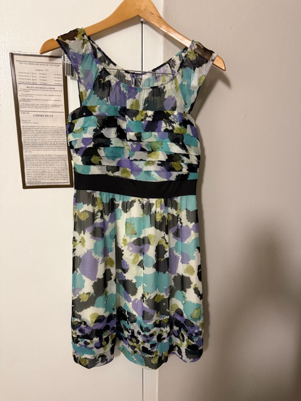 Max & Cleo Floral Print Dress in Teal, Purple, Black and Cream